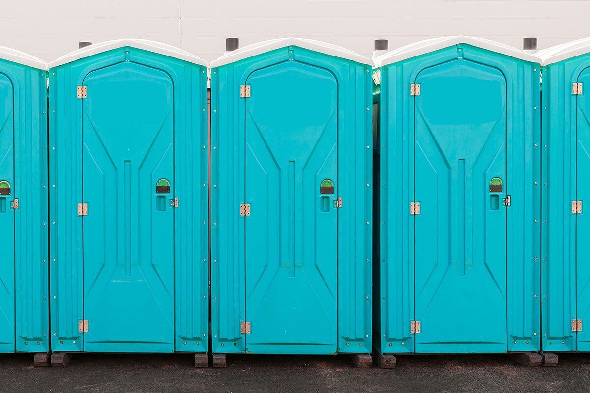 Industrial portable restroom units at a plant in Campbellsville, Kentucky