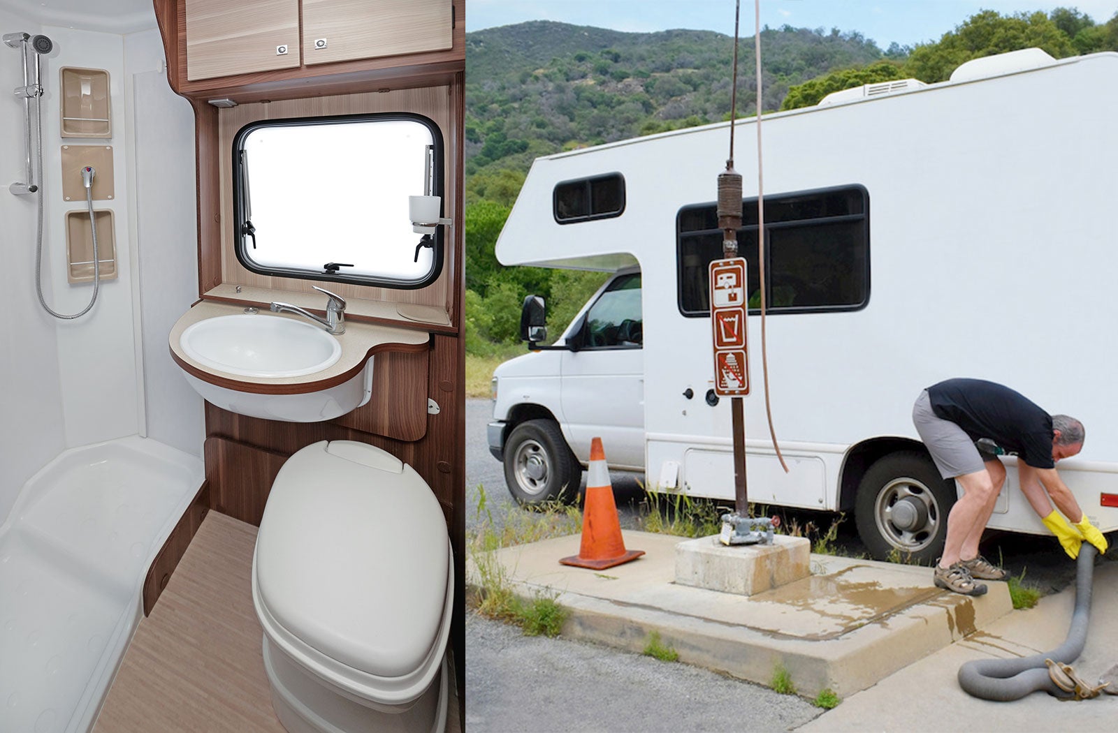 Portable RV/camper toilet and holding tank setup in Campbellsville, Kentucky