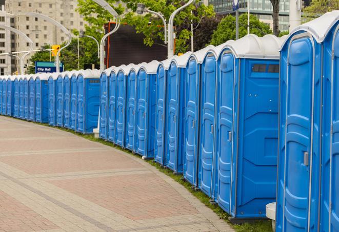 Seasonal porta potty units set up at a Campbellsville, Kentucky venue